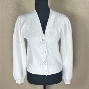 Philosophy Republic Clothing White Ribbed Cardigan Sweater Petite Small